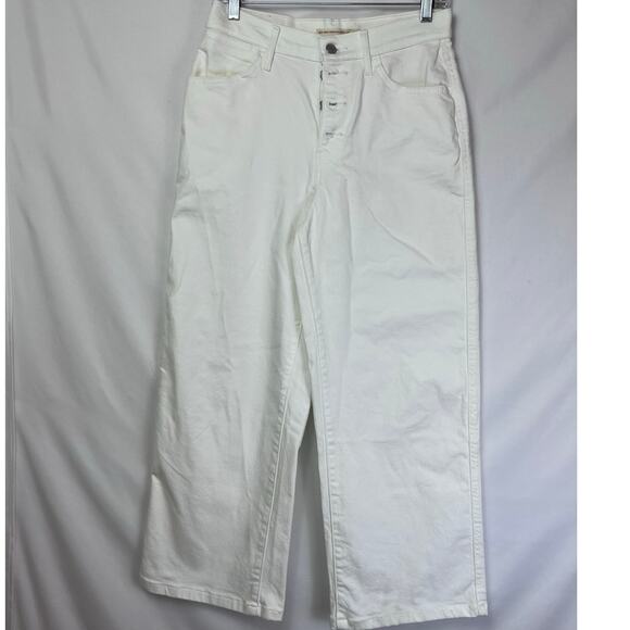 Levi's Women's Size 28 White Mile High Button Fly Cropped Wide Leg Denim Jeans - Picture 1 of 11